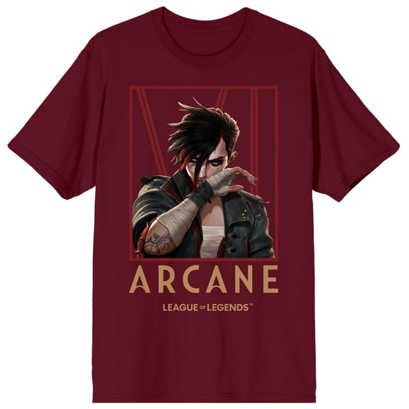 Arcane League Legends Adult Maroon Crew Neck Short Sleeve Tee-Medium