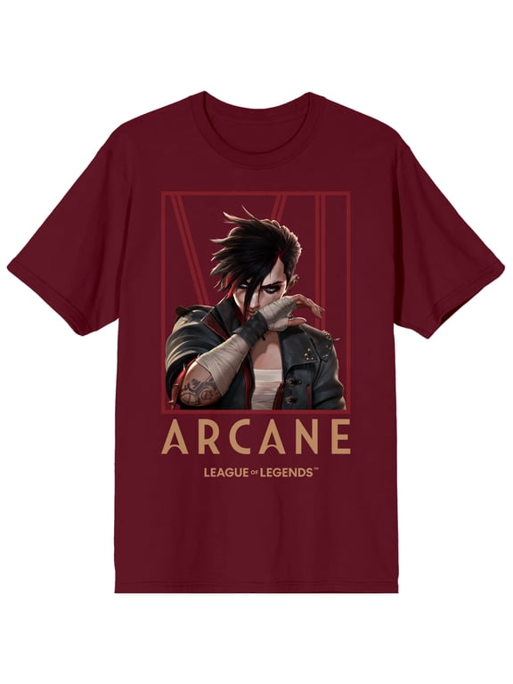 Arcane League Legends Adult Maroon Crew Neck Short Sleeve Tee-Medium