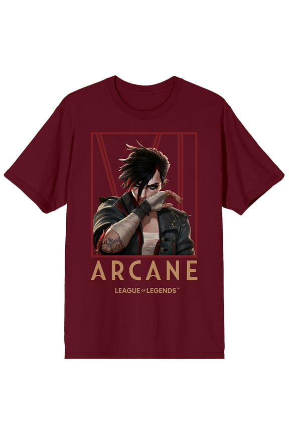 Arcane League Legends Adult Maroon Crew Neck Short Sleeve Tee-Medium