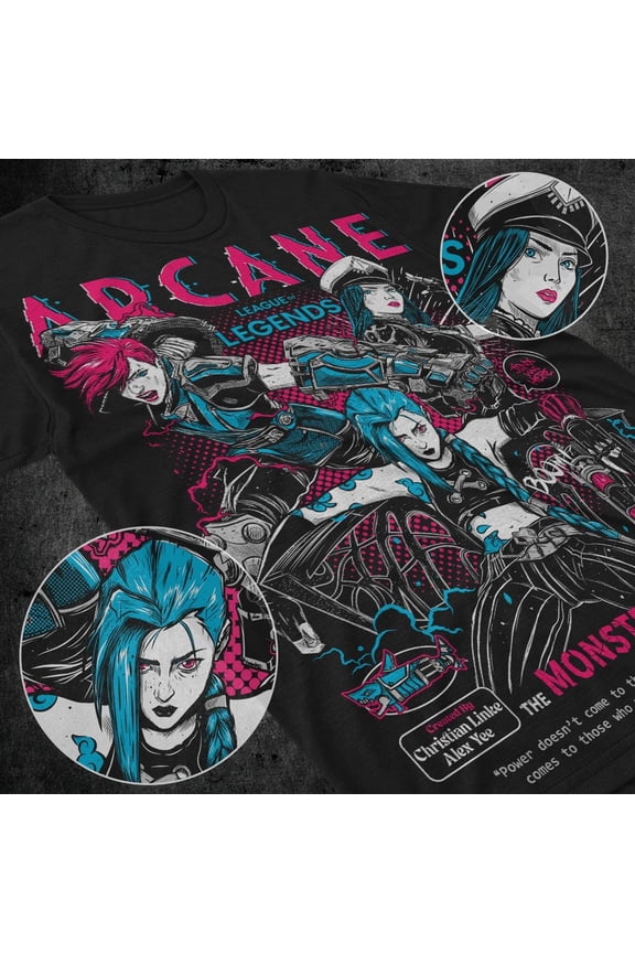 Arcane League of Legends Anime T-Shirt, Jinx Vi Caitlyn Graphic Tee