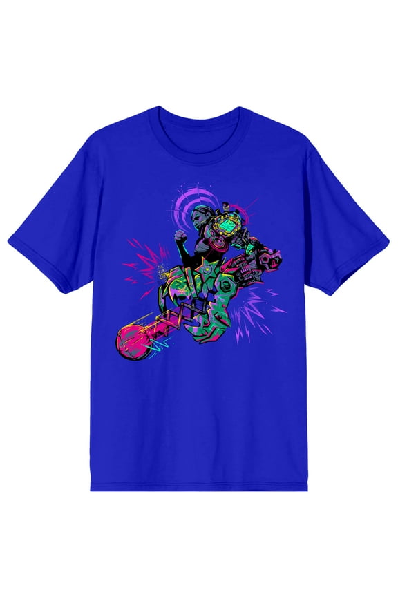 Arcane Neon Sevika Adult Royal Blue Crew Neck Short Sleeve T-shirt - Small