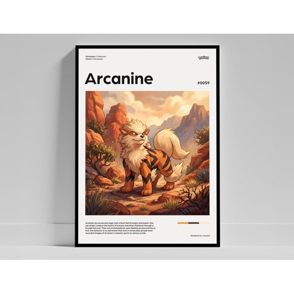 Arcanine Pokemon poster Wall Art Decor 8x12 UNFRAMED