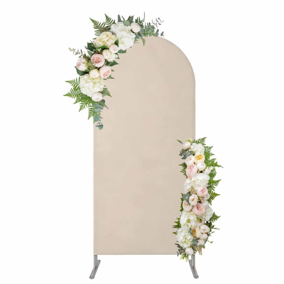 Arch Backdrop 4 Ft, Beige Pure Color Spandex Stretch Fitted Arch Cover, Round Top Chiara Arches Stand Backdrop Cover for Wedding Birthday Party Baby Shower Aesthetics Contemporary Modern
