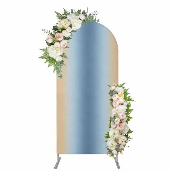 Arch Backdrop 4 Ft, Blue Yellow Ombre Spandex Stretch Fitted Arch Cover, Round Top Chiara Arches Stand Backdrop Cover for Wedding Birthday Party Baby Shower Farmhouse Modern Gradient Art