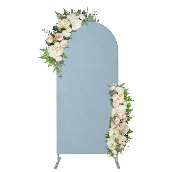 Arch Backdrop 4 Ft, Sky Blue Spandex Stretch Fitted Arch Cover, Round Top Chiara Arches Stand Backdrop Cover for Wedding Birthday Party Baby Shower Modern Pure Winter Sky Blue