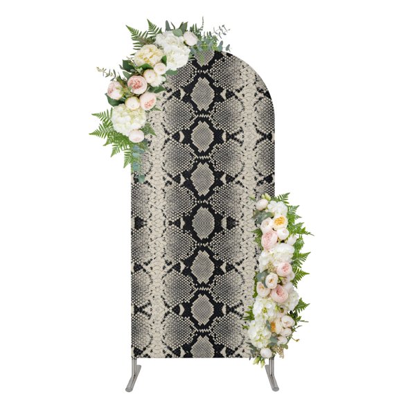 Arch Backdrop 4 Ft, Snake Skin Spandex Stretch Fitted Arch Cover, Round Top Chiara Arches Stand Backdrop Cover for Wedding Birthday Party Baby Shower Wild Animal Pattern Ethnic Tribe