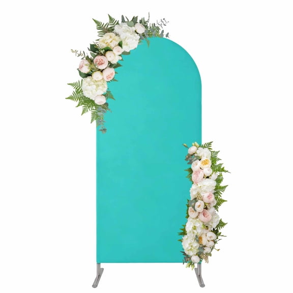 Arch Backdrop 4 Ft, Turquoise Spandex Stretch Fitted Arch Cover, Round Top Chiara Arches Stand Backdrop Cover for Wedding Birthday Party Baby Shower Modern Pure Turquoise