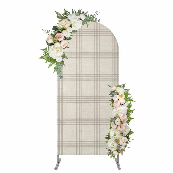 Arch Backdrop 5 Ft, Grey Checkered Spandex Stretch Fitted Arch Cover ...