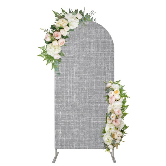 Arch Backdrop 5 Ft, Grey Spandex Stretch Fitted Arch Cover, Round Top Chiara Arches Stand Backdrop Cover for Wedding Birthday Party Baby Shower Farmhouse Vintage Gray Solid Color Modern