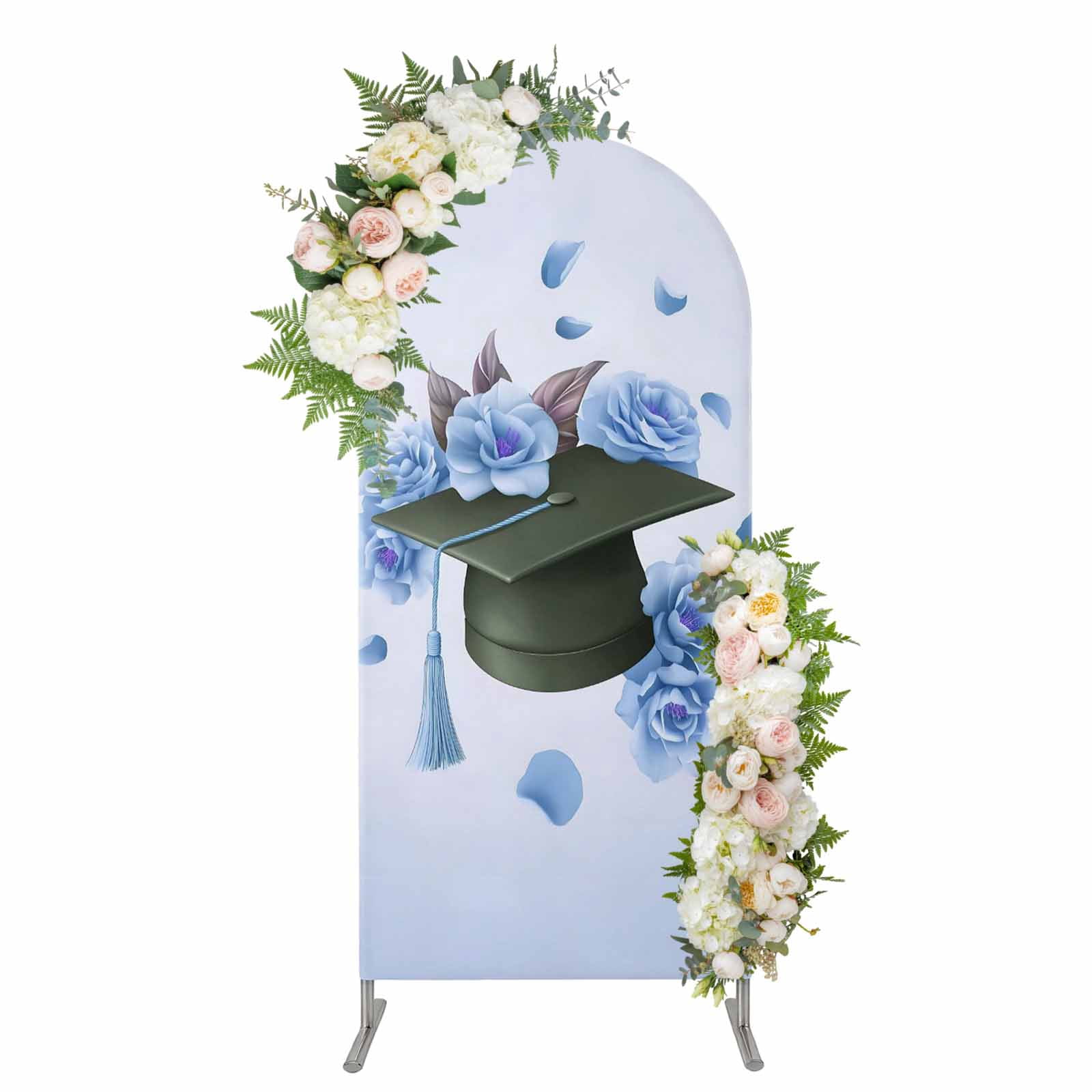 Arch Backdrop 6 Ft, Blue Floral Graduation Cap Spandex Stretch Fitted ...