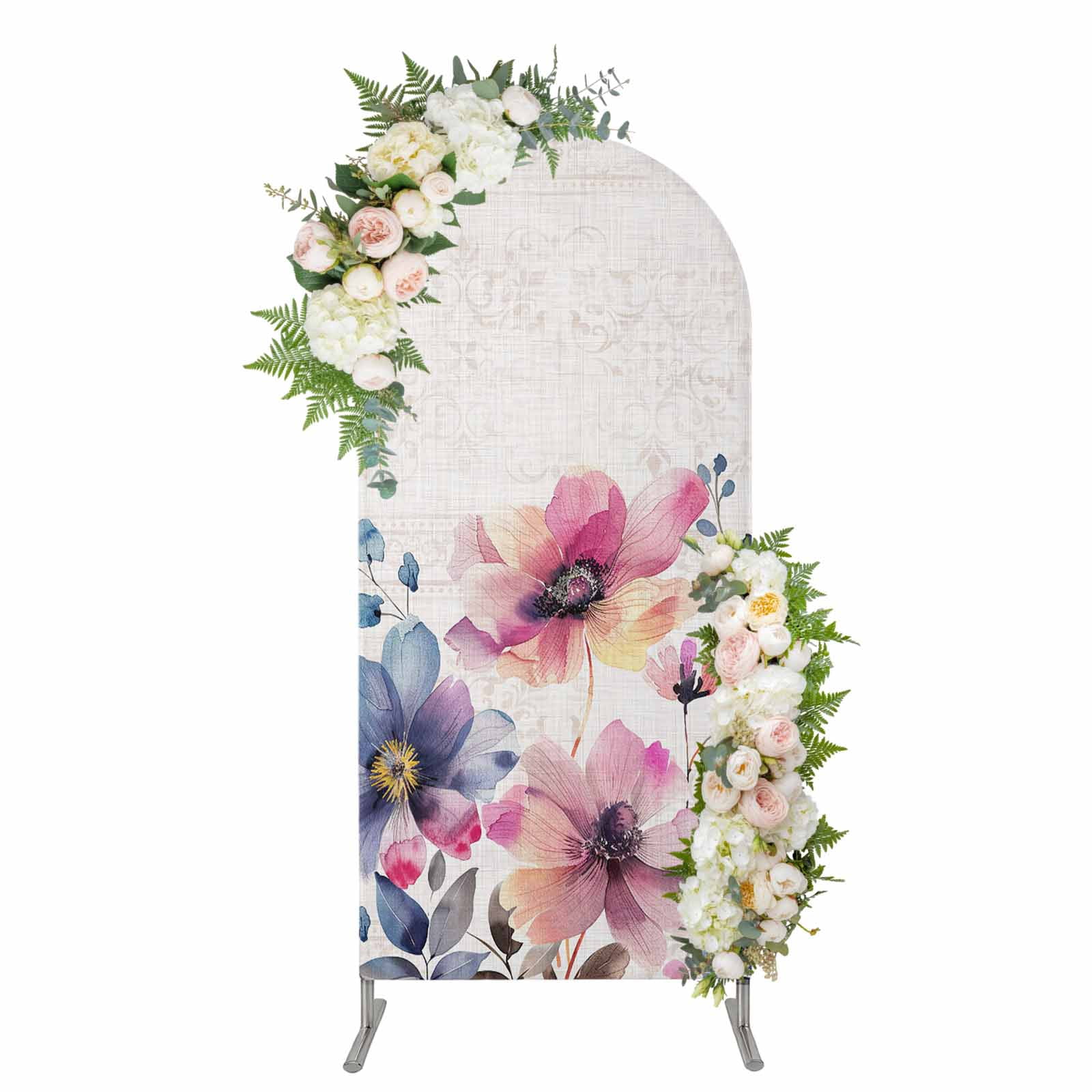 Arch Backdrop 6 Ft, Pink Blue Spring Floral Spandex Stretch Fitted Arch ...