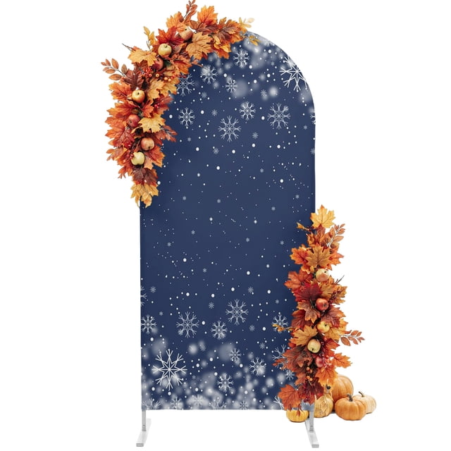 Arch Backdrop 7.2 Ft, Navy Blue Snowflake Christmas Spandex Stretch ...