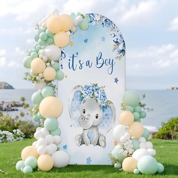 Arch Backdrop Cover (3.9FT & 1.6FT), Stretchy Baby Elephant Arch Stand Cover, Wedding Birthday Baby Shower Party Decorations Backdrop