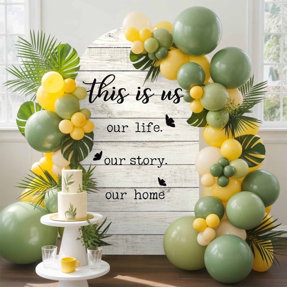 This Is Arch Backdrop Cover, 5FT, Us Our Life Our Story Our Home Spandex Arch Covers Double-Sided Backdrop for Wedding Birthday Party Photo Background Decoration