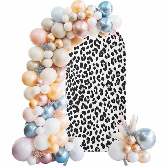 Arch Backdrop Cover 6FT Animal Snow Leopard Pattern Stretch Spandex Arch Stand Cover, Minimalist Monochrome Spotted Round Top Chiara Backdrop Stand Covers for Wedding Birthday Party Banquet
