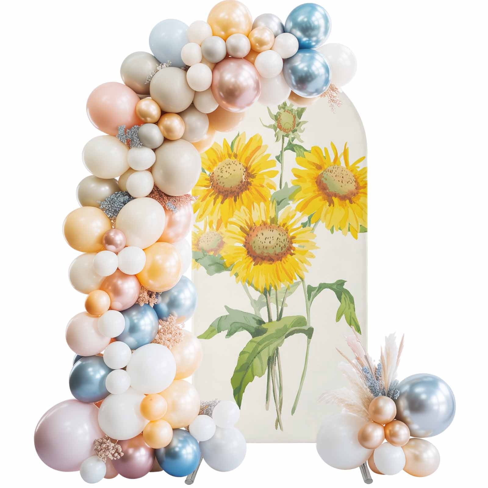 Arch Backdrop Cover 6FT Watercolor Yellow Sunflower Stretch Spandex ...