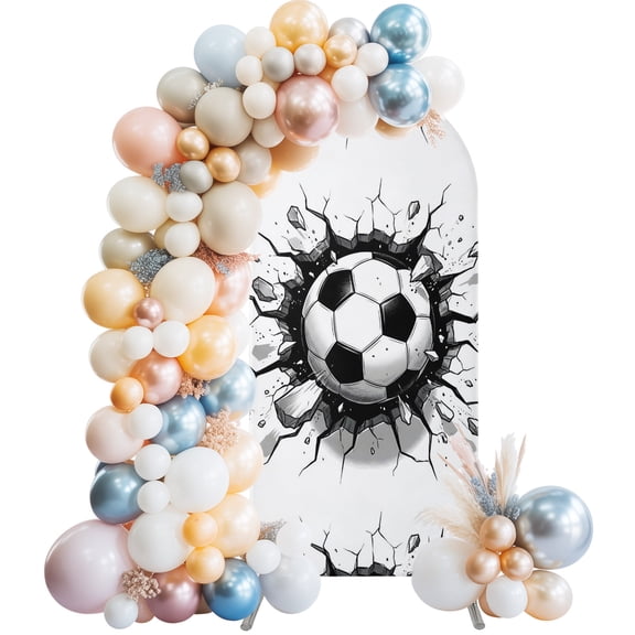 Arch Backdrop Cover 7.2 ft 3D Sports Arch Backdrop Stretch Fabric Soccer Break through Wall Photo Background Arch Covers for Wedding Party Birthday Ceremony Banquet Decorations Balloon Arches