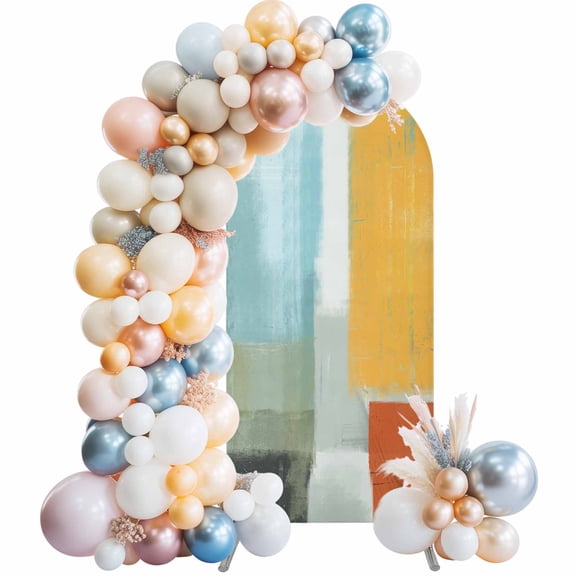 Arch Backdrop Cover 7.2 ft Abstract Artwork Orange Yellow Arch Backdrop Stretch Fabric Modern Art Photo Background Arch Covers for Wedding Party Birthday Ceremony Banquet Decorations Balloon Arches