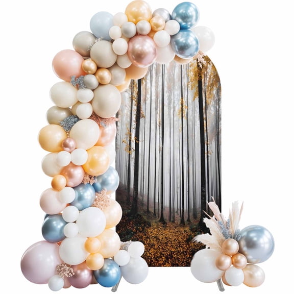 Arch Backdrop Cover 7.2 ft Autumn Maple Forest Arch Backdrop Stretch Orange Misty Forest Trees Photo Background Arch Covers for Wedding Party Birthday Ceremony Banquet Decorations Balloon Arches