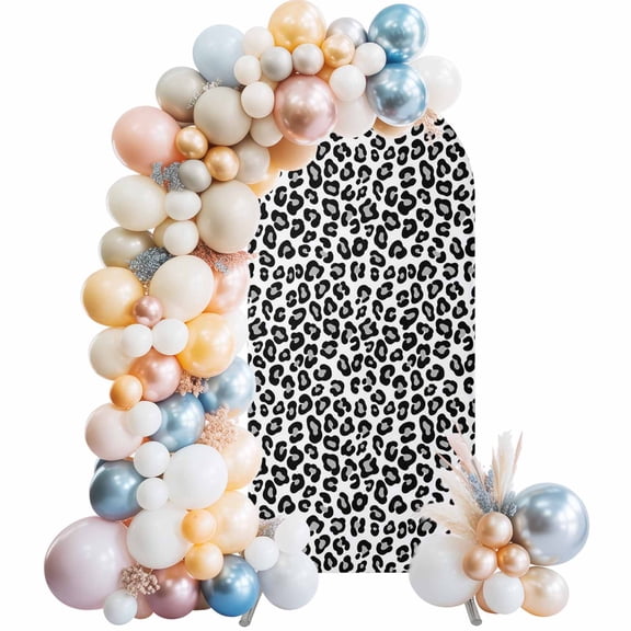 Arch Backdrop Cover 7.2 ft Black Leopard Print Arch Backdrop Stretch Luxury Animal Fur Pattern Photo Background Arch Covers for Wedding Party Birthday Ceremony Banquet Decorations Balloon Arches