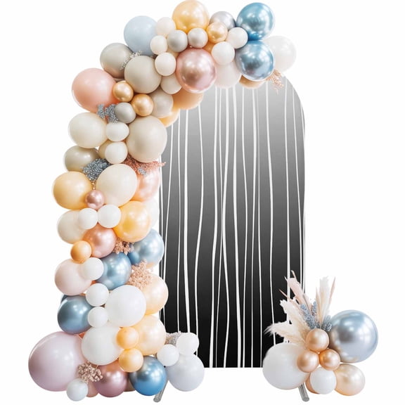 Arch Backdrop Cover 7.2 ft Black Lines Arch Backdrop Stretch Fabric Abstract Art Photo Background Arch Covers for Wedding Party Birthday Ceremony Banquet Decorations Balloon Arches