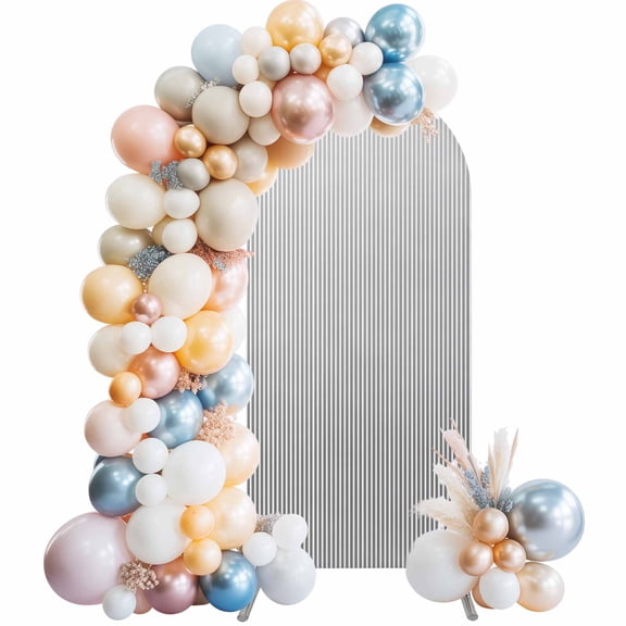 Arch Backdrop Cover 7.2 ft Black Stripes Arch Backdrop Stretch Fabric Simple Vertical Striped Photo Background Arch Covers for Wedding Party Birthday Ceremony Banquet Decorations Balloon Arches