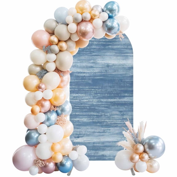 Arch Backdrop Cover 7.2 ft Blue Arch Backdrop Stretch Fabric Ombre Abstract Texture Photo Background Arch Covers for Wedding Party Birthday Ceremony Banquet Decorations Balloon Arches