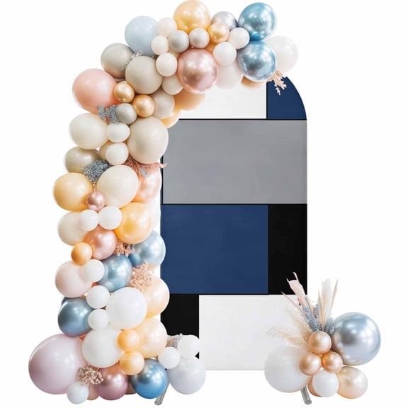 Arch Backdrop Cover 7.2 ft Blue Blocks Arch Backdrop Stretch Fabric Geometric Abstract Art Photo Background Arch Covers for Wedding Party Birthday Ceremony Banquet Decorations Balloon Arches