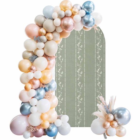 Arch Backdrop Cover 7.2 ft Blue Floral Branches Arch Backdrop Stretch Flower Vines Sage Green Photo Background Arch Covers for Wedding Party Birthday Ceremony Banquet Decorations Balloon Arches