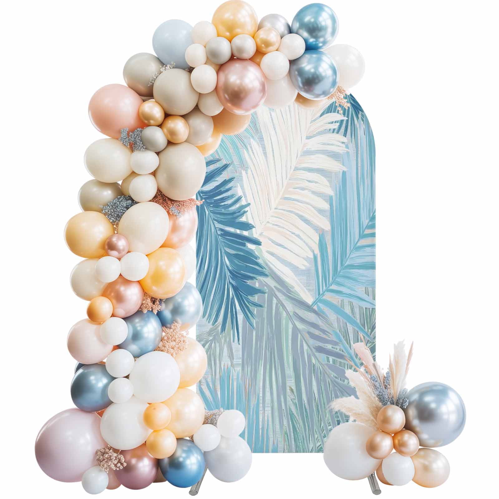Arch Backdrop Cover 7.2 ft Blue Palm Leaves Arch Backdrop Stretch ...