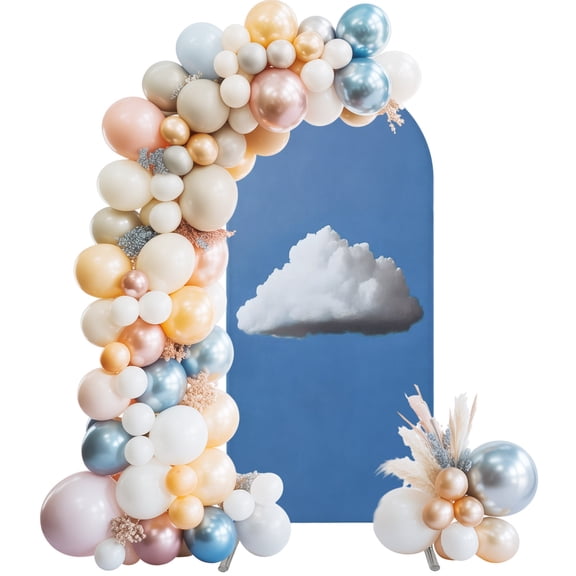 Arch Backdrop Cover 7.2 ft Blue Sky Arch Backdrop Stretch Fabric White Cloud Horizon Photo Background Arch Covers for Wedding Party Birthday Ceremony Banquet Decorations Balloon Arches