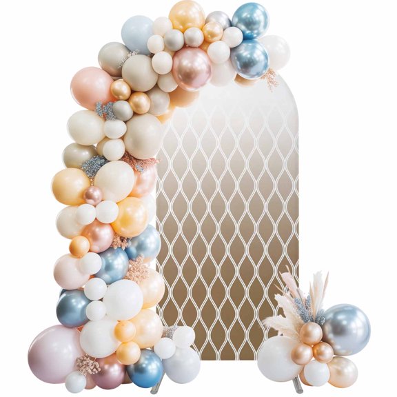 Arch Backdrop Cover 7.2 ft Brown Geometric Arch Backdrop Stretch Ombre Lines Rhombus Pattern Photo Background Arch Covers for Wedding Party Birthday Ceremony Banquet Decorations Balloon Arches
