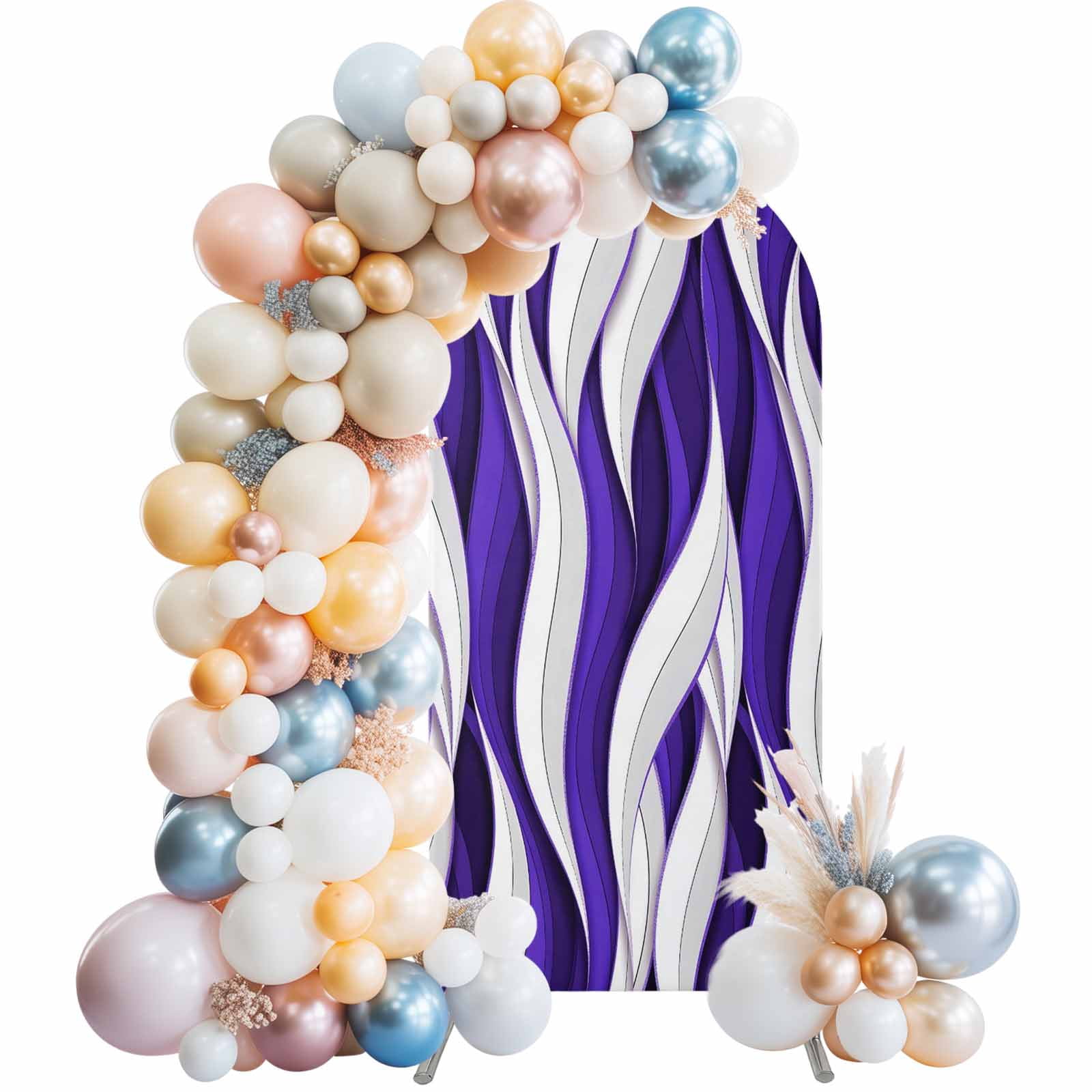 Arch Backdrop Cover 7.2 ft Dark Purple White Stripes Arch Backdrop ...