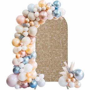 Arch Backdrop Cover 7.2 ft Feminine Face Sketch Arch Backdrop Stretch Fabric Tan Shape Lines Photo Background Arch Covers for Wedding Party Birthday Ceremony Banquet Decorations Balloon Arches