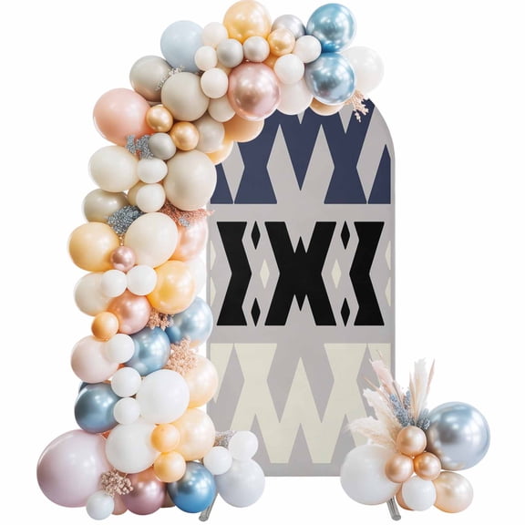 Arch Backdrop Cover 7.2 ft Geometric Abastract Lines Arch Backdrop Stretch Black Blue Modern Art Photo Background Arch Covers for Wedding Party Birthday Ceremony Banquet Decorations Balloon Arches