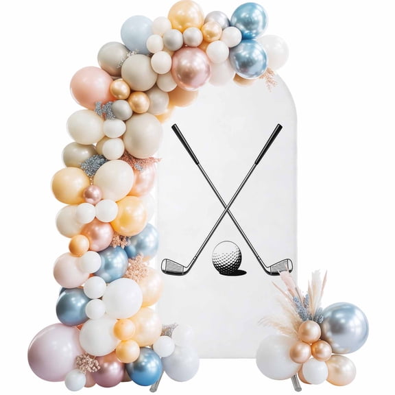 Arch Backdrop Cover 7.2 ft Golf Ball Club Arch Backdrop Stretch Fabric Game Sports Photo Background Arch Covers for Wedding Party Birthday Ceremony Banquet Decorations Balloon Arches