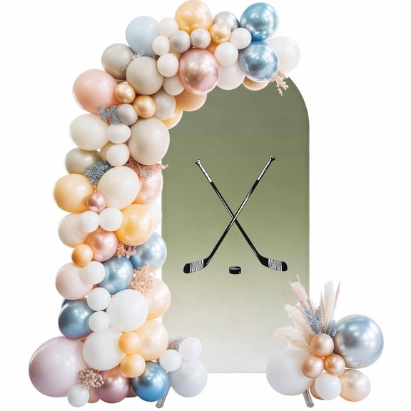Arch Backdrop Cover 7.2 ft Hockey Player Arch Backdrop Stretch Fabric Sports Ground Gradient Green Photo Background Arch Covers for Wedding Party Birthday Ceremony Banquet Decorations Balloon Arches