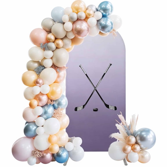 Arch Backdrop Cover 7.2 ft Hockey Player Arch Backdrop Stretch Sports Ground Gradient Purple Photo Background Arch Covers for Wedding Party Birthday Ceremony Banquet Decorations Balloon Arches