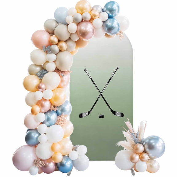 Arch Backdrop Cover 7.2 ft Hockey Player Arch Backdrop Stretch Sports Ground Gradient Sage Green Photo Background Arch Covers for Wedding Party Birthday Ceremony Banquet Decorations Balloon Arches