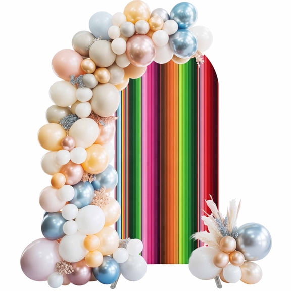 Arch Backdrop Cover 7.2 ft Mexico Colorful Stripes Arch Backdrop Stretch Fabric Vertical Striped Photo Background Arch Covers for Wedding Party Birthday Ceremony Banquet Decorations Balloon Arches