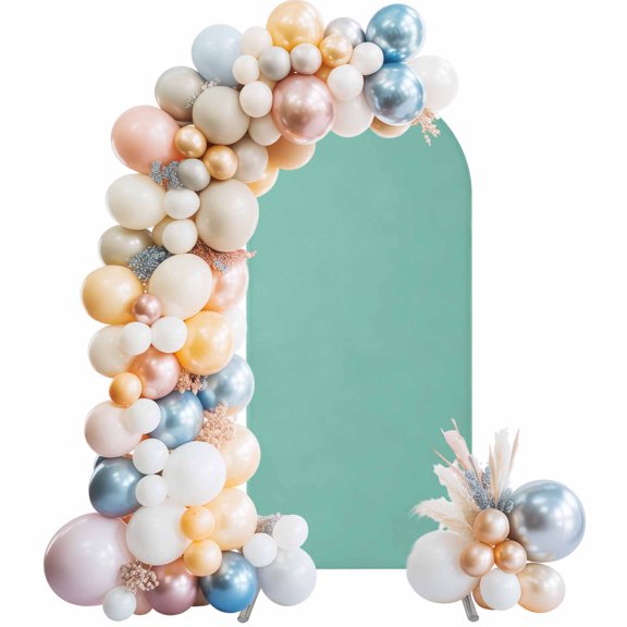 Arch Backdrop Cover 7.2 ft Mint Green Turquoise Arch Backdrop Stretch Fabric Solid Teal Color Photo Background Arch Covers for Wedding Party Birthday Ceremony Banquet Decorations Balloon Arches