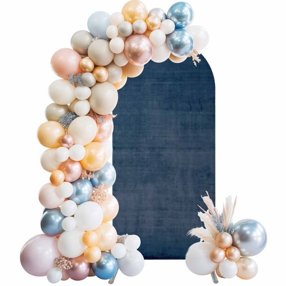 Arch Backdrop Cover 7.2 ft Navy Blue Linen Arch Backdrop Stretch Fabric Solid Color Texture Photo Background Arch Covers for Wedding Party Birthday Ceremony Banquet Decorations Balloon Arches
