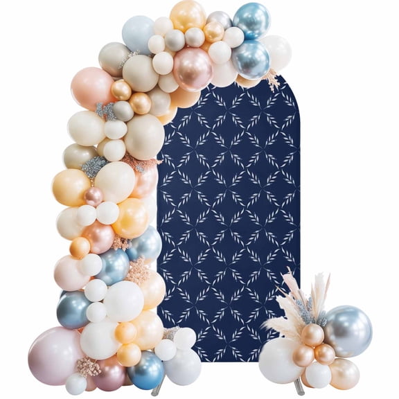 Arch Backdrop Cover 7.2 ft Navy Blue Plaid Arch Backdrop Stretch Fabric Diamond Texture Photo Background Arch Covers for Wedding Party Birthday Ceremony Banquet Decorations Balloon Arches