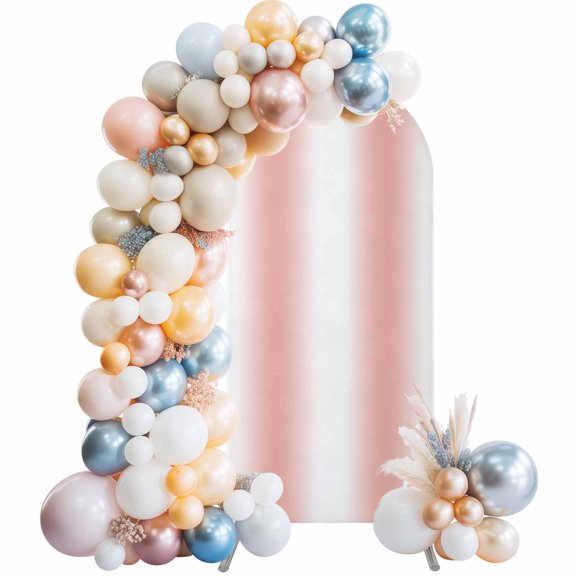 Arch Backdrop Cover 7.2 ft Ombre Peach Pink White Arch Backdrop Stretch Fabric Gradient Color Photo Background Arch Covers for Wedding Party Birthday Ceremony Banquet Decorations Balloon Arches