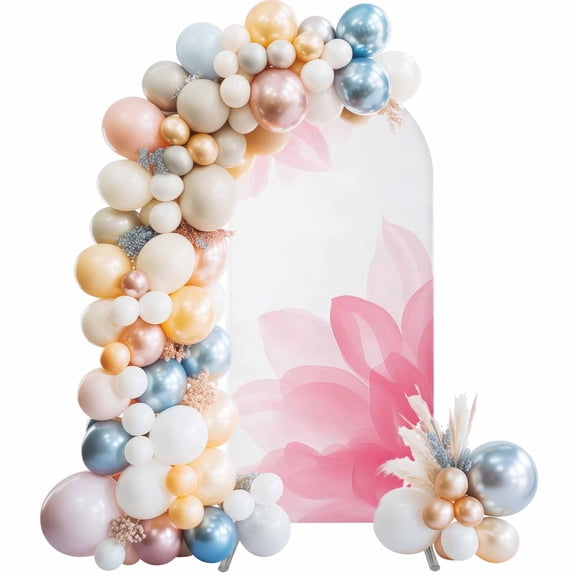 Arch Backdrop Cover 7.2 ft Pink Floral Arch Backdrop Stretch Fabric Boho Flowers Abstract Art Photo Background Arch Covers for Wedding Party Birthday Ceremony Banquet Decorations Balloon Arches