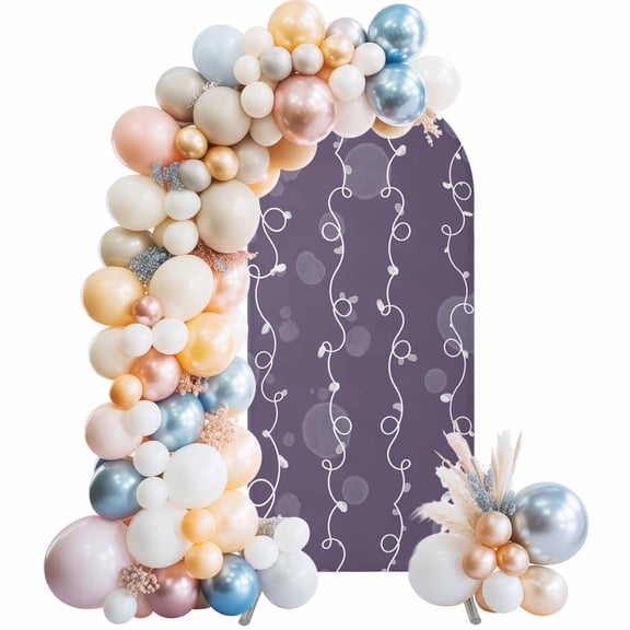 Arch Backdrop Cover 7.2 ft Purple Abstract Lines Arch Backdrop Stretch Twist Modern Starry Lights Photo Background Arch Covers for Wedding Party Birthday Ceremony Banquet Decorations Balloon Arches