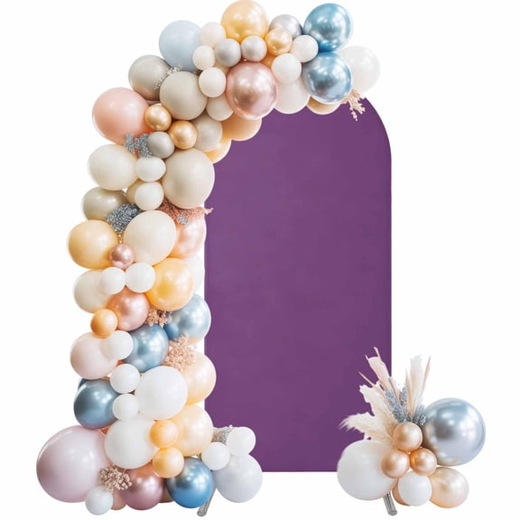 Arch Backdrop Cover 7.2 ft Purple Arch Backdrop Stretch Fabric Solid Purple Color Photo Background Arch Covers for Wedding Party Birthday Ceremony Banquet Decorations Balloon Arches