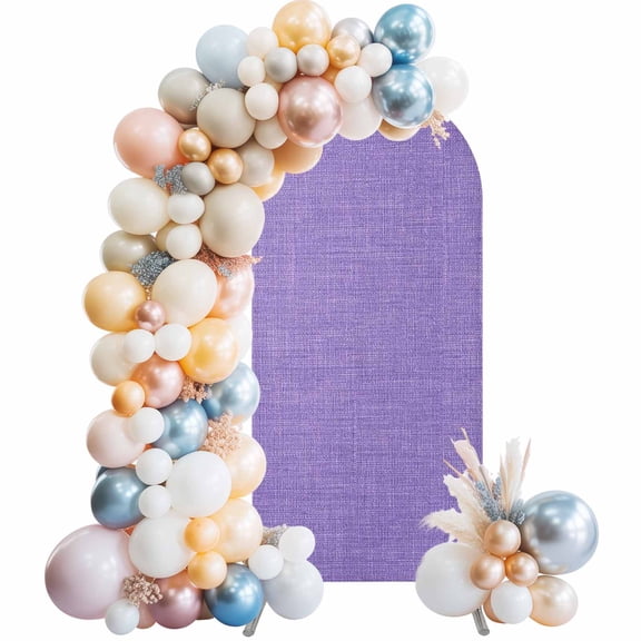 Arch Backdrop Cover 7.2 ft Purple Linen Texture Arch Backdrop Stretch Fabric Farmhouse Solid Color Photo Background Arch Covers for Wedding Party Birthday Ceremony Banquet Decorations Balloon Arches