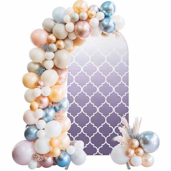 Arch Backdrop Cover 7.2 ft Purple Ombre Gradual Color Arch Backdrop Stretch Fabric Morocco Pattern Photo Background Arch Covers for Wedding Party Birthday Ceremony Banquet Decorations Balloon Arches