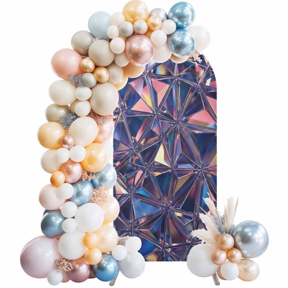 Arch Backdrop Cover 7.2 ft Purple Prism Light Arch Backdrop Stretch Shiny Crystalline Shards Photo Background Arch Covers for Wedding Party Birthday Ceremony Banquet Decorations Balloon Arches